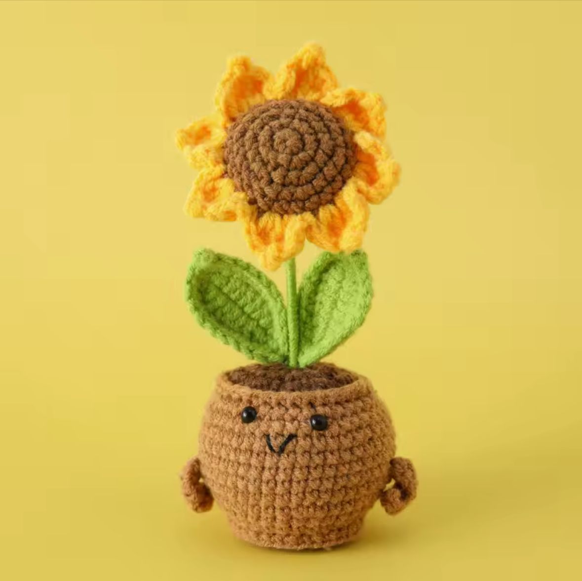 GIRASOL CON MACETA A CROCHET