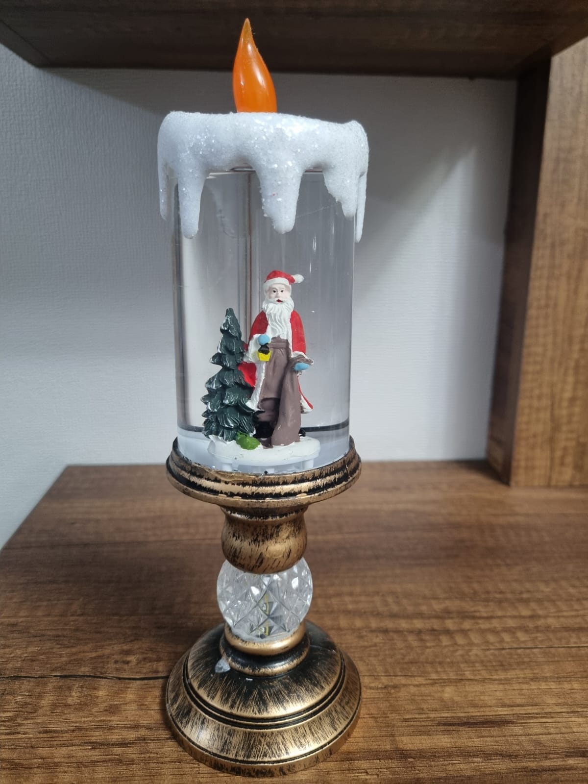 Vela Navideña Papa Noel Y Árbol